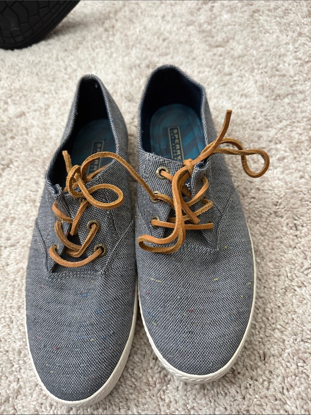 Sperry Gray Canvas Sneakers with Tan Laces size9